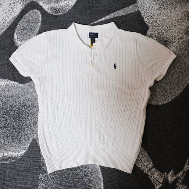 폴로랄프로렌 여성 걸즈 케이블 반팔 카라 니트 스웨터 XL (55)