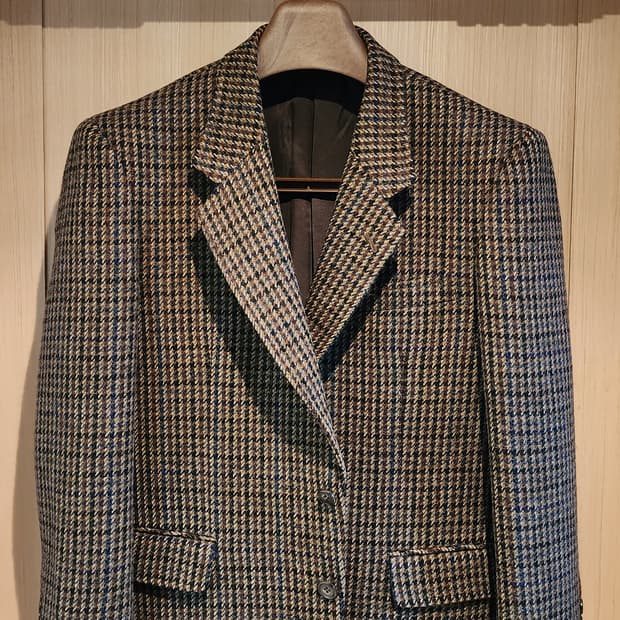 브라운 체크 모직자켓 M