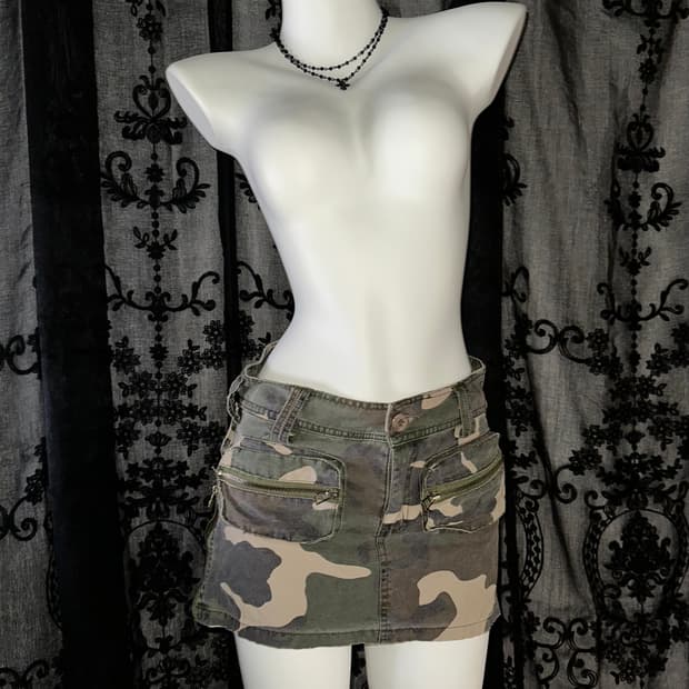 camo y2k skirt