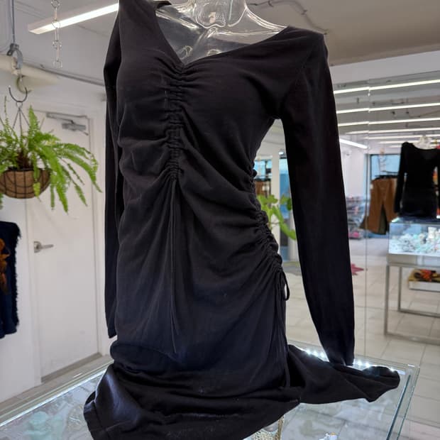 shirring knit maxi dress