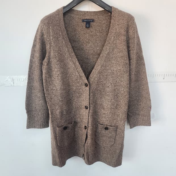 타미힐피겨 브라운 롱 가디건