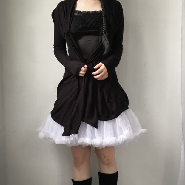 Drape point open knit cardigan