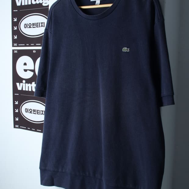(L-XL) 라코스테 반팔 티셔츠 스몰로고 네이비 에이징-H35891
