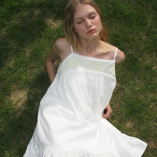 위드아웃썸머 Romantic slip dress ivory