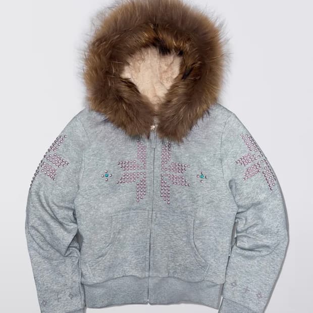 스컬프터 퍼 후드집업 멜란지그레이 l 판매