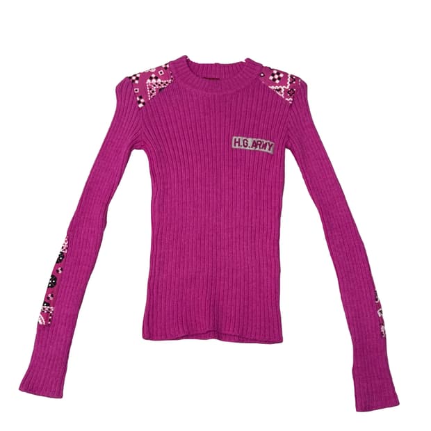 히스테릭 글래머 H.G ARMY 마젠타 컬러 니트 탑