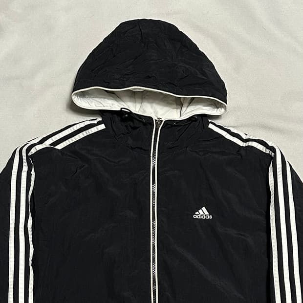 95 아디다스 블랙 나일론 후드 점퍼