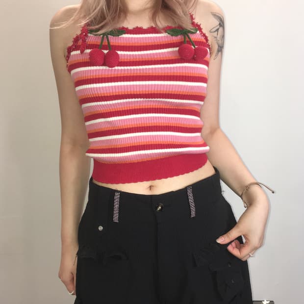 jpn vintage cherry pink halter sleeveles