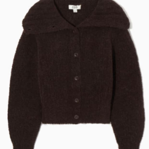 Cos 코스 스프레드 칼라 텍스처드 알파카 가디건 다크브라운