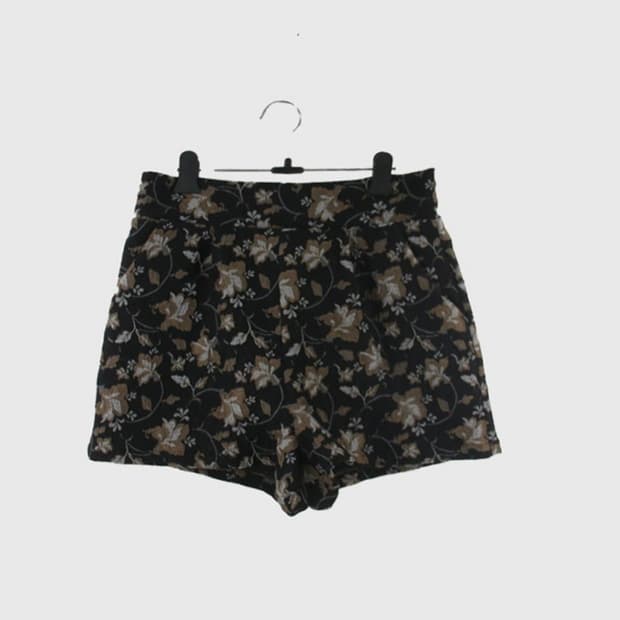 Black Floral High-Waisted Shorts