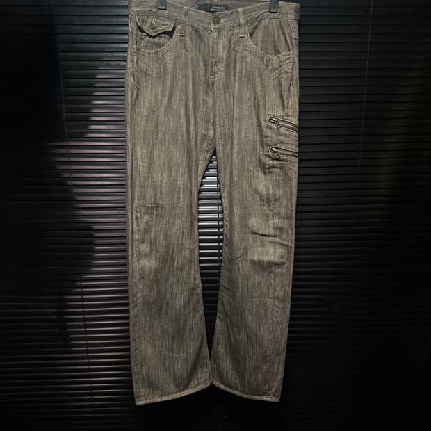 Dominate 커브드 브라운 데님 웨스턴 부츠컷 플레어 펑크 일본 32