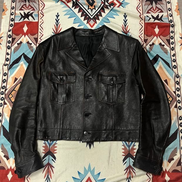 렉토 밀리터리 숏 레더 자켓 L 