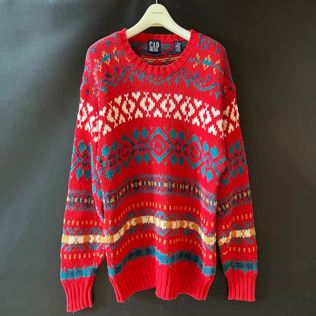 M) 90s 올드갭 헤비 코튼 노르딕 니트 