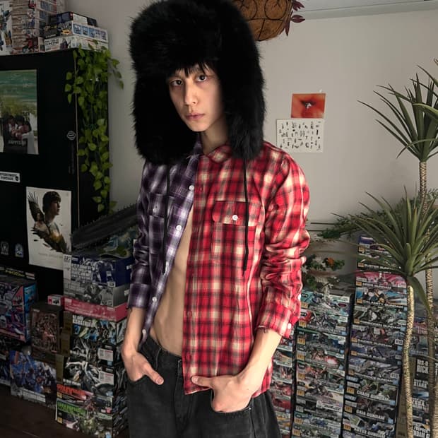 M.C.W 하프앤하프 옴브레 체크 셔츠