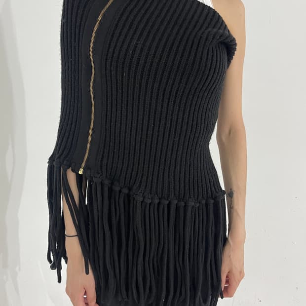 Fringe shawl knit