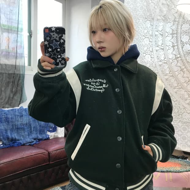 후아유 스트릿 바시티 자켓 