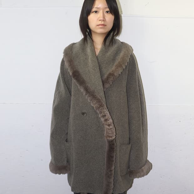 펜디 시어링 트림 울 코트