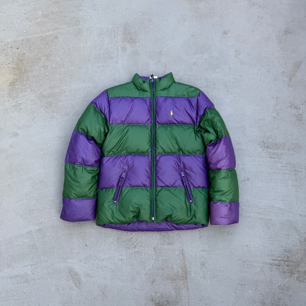 폴로 컬러배색 패딩