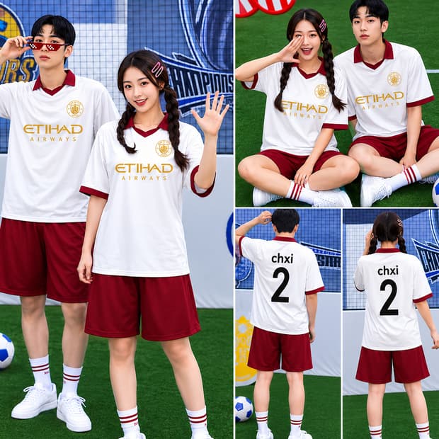 맨시티 유니폼 축구 반티세트 흰빨 스포츠 상하의(55~66,90~95)