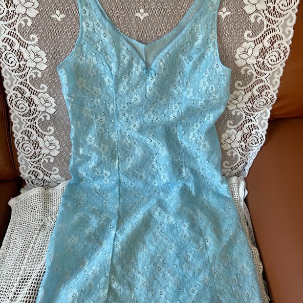 sky blue slip dress