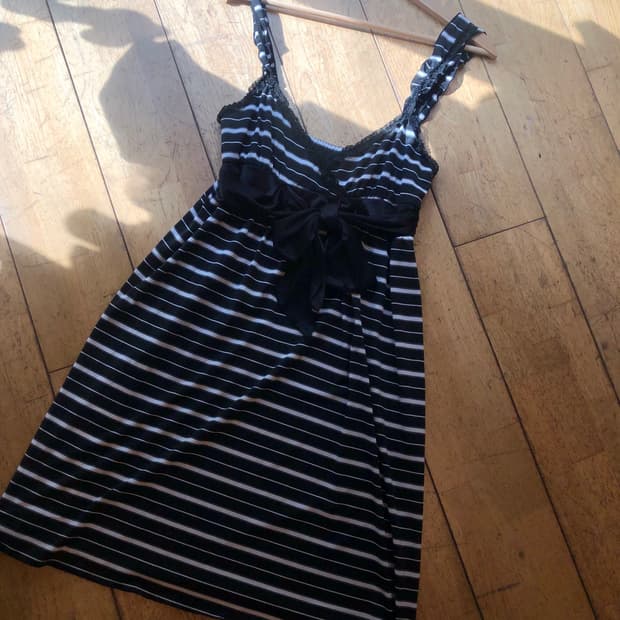 stripe ribbon slip dress