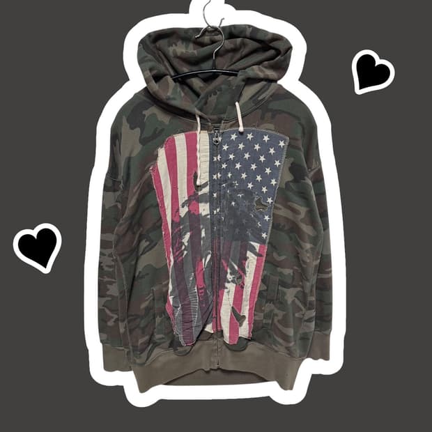 Denim Supply 랄프로렌 성조기 카모 후드집업