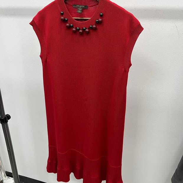 여) 루이비통 비즈 레드 원피스 