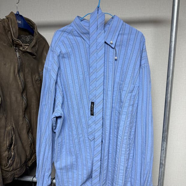 레씨토 Overfit Stripe Tie Shirts_[Blue]