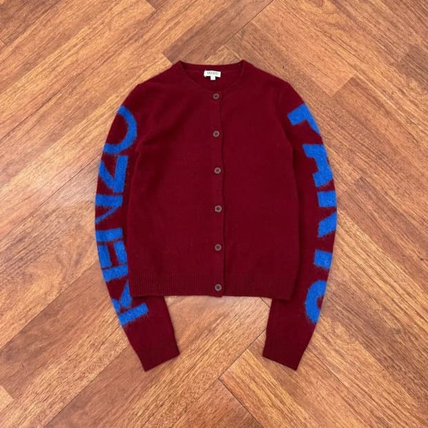 여성용 S KENZO 겐조 버건디 니트 가디건 