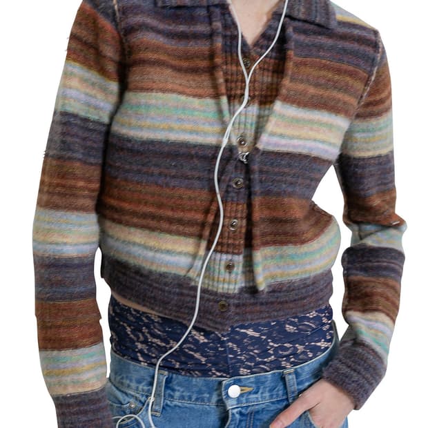 [F]퍼버즈 26ss 스트라이프 니트 셔츠/브라운