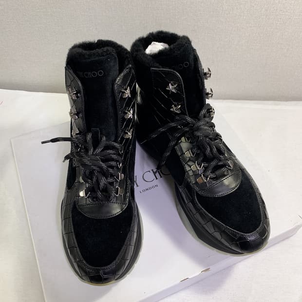 (새상품)지미추 남성 블랙 크로커 하이탑