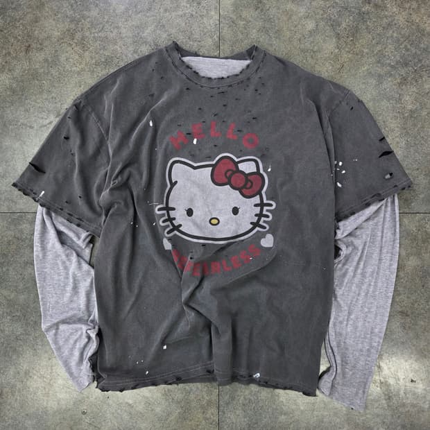 빈티지 레이어드 긴팔티셔츠 