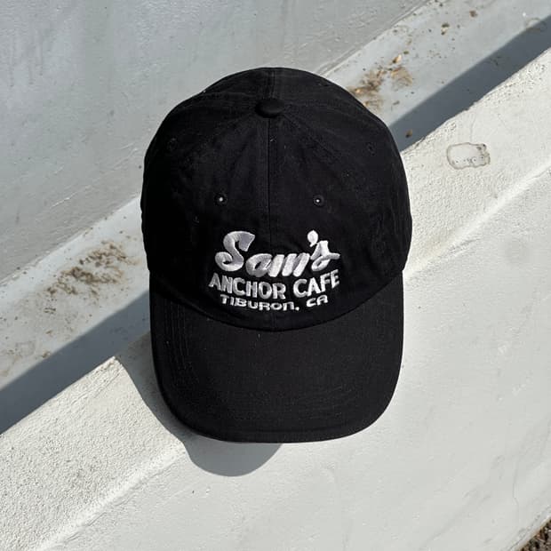 [F] Sails Anchor Cafe 로고 빈티지 블랙 볼캡 모자