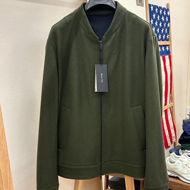 [새제품] 마시모두띠 울 100% 블루종 올리브 그린 XL