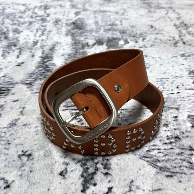돌체앤가바나 스터드 벨트 브라운