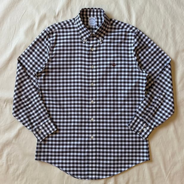 [M/100-102] Brooks Brothers 브라운 깅엄 체크 폴로