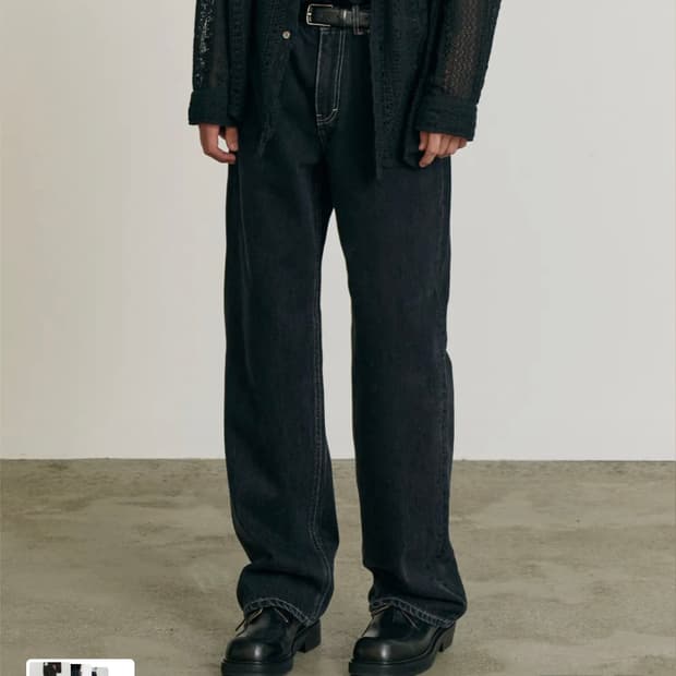 포트너스 블랙 콘 와이드 데님 m사이즈 (31-32)