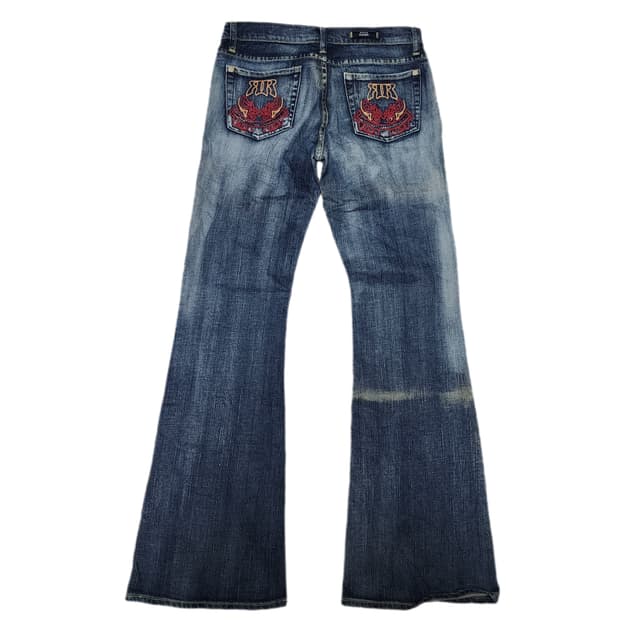 락앤리퍼블릭 오리엔탈 자수 Y2K 부츠컷 팬츠