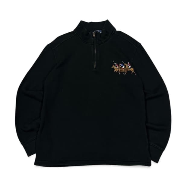 폴로 랄프로렌 하프 집업 추격자 로고 코튼 니트