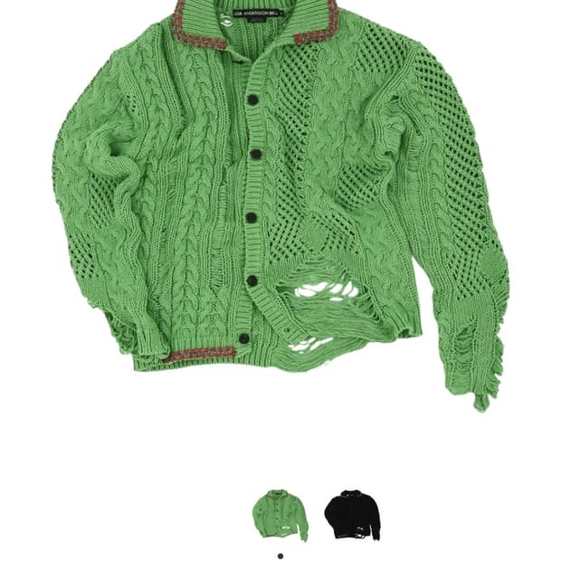 앤더슨벨 케이블 니트 가디건 그린