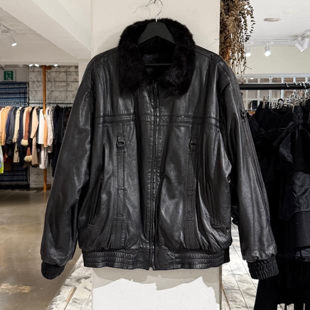 빈티지 리버시블 밍크 레더 봄버 자켓