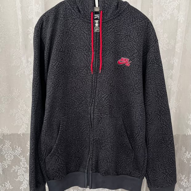 나이키 SB 엘리펀트 기모 후드집업 블랙 코끼리 패턴