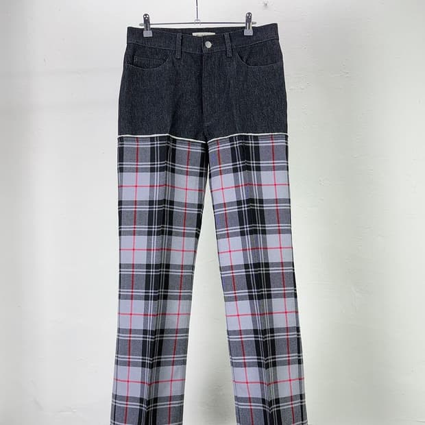 메릴 로게 블랙 타탄 컷오프 데님 팬츠