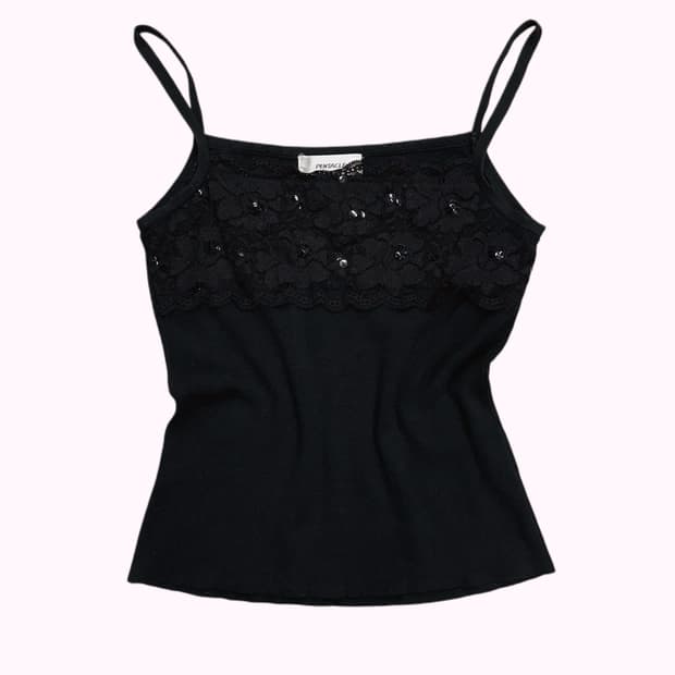 spanlge lace black sleeveless