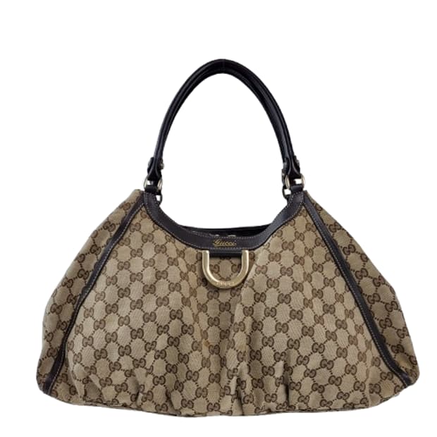 정품 구찌 189835 GG로고 자가드 캔버스 D링 호보 숄더백