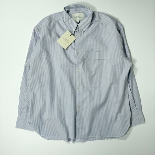 스튜디오니콜슨 케블 셔츠 옥스포드 라이트 블루 스트라이프 XL사이즈