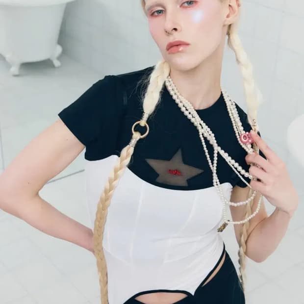 애즈이프캘리 스타 메쉬 티셔츠 블랙