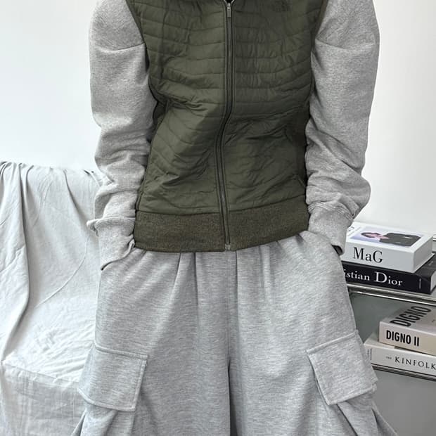 노스페이스 경량 그린 조끼 M