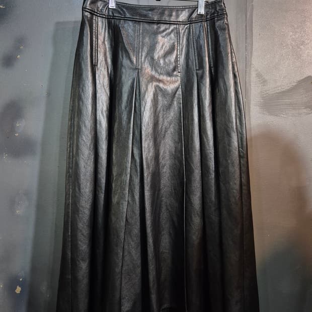 CC collect 블랙 레더 롱 스커트 55