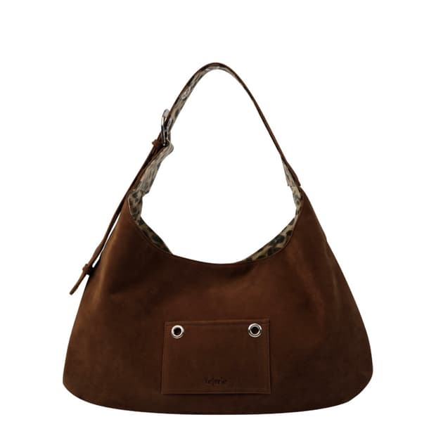 레터리 버클 리버시블 스웨이드백 브라운 호피